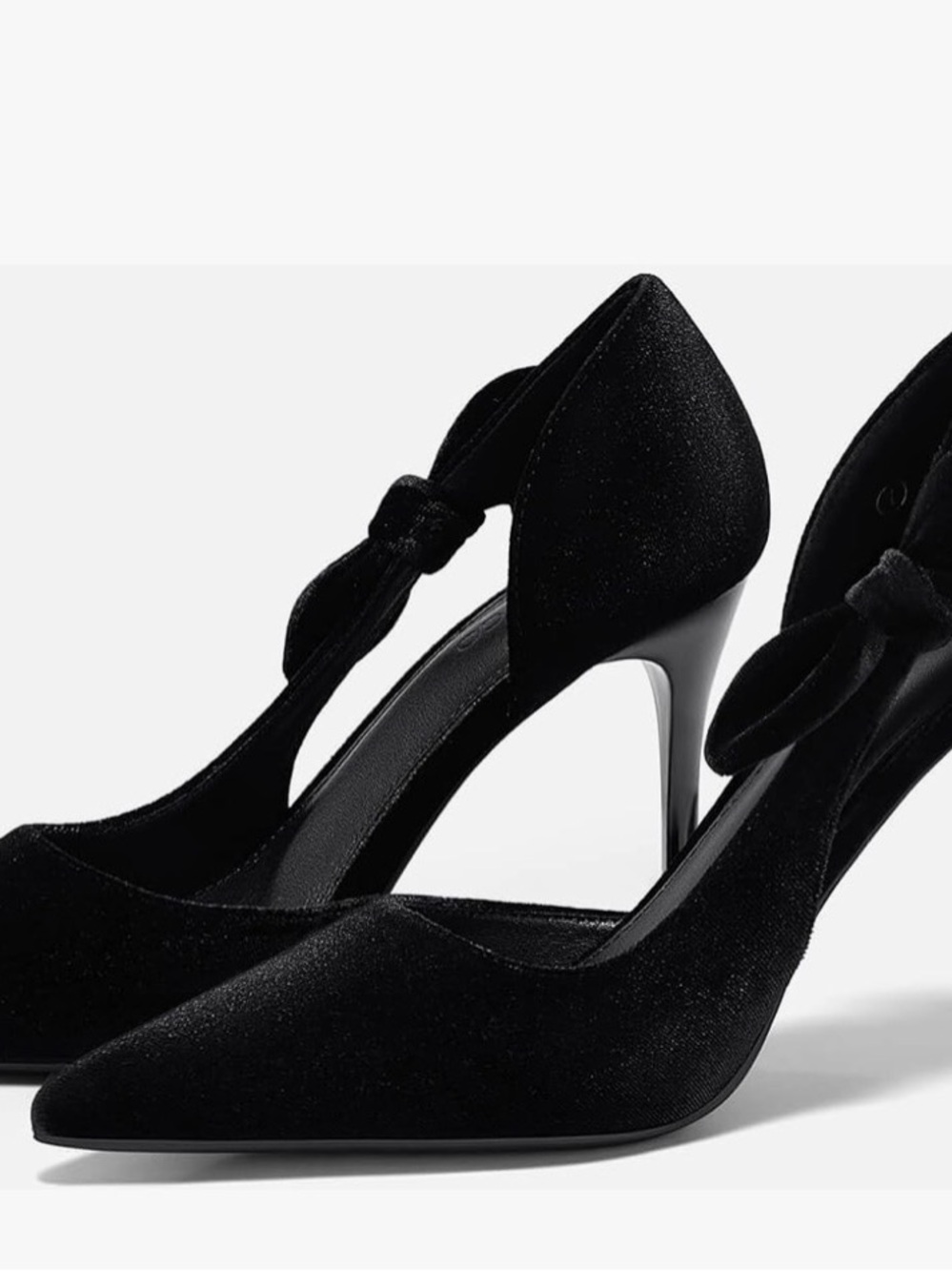 Coutgo Heels Women's Shoes Stiletto Pumps Pointed Toe Bow D'Orsay F Suede Black